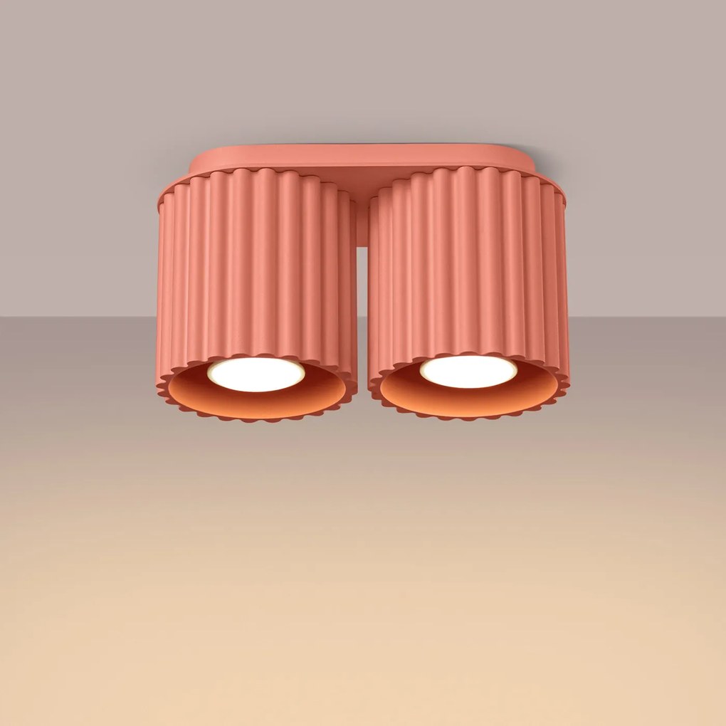 Stropné svietidlo Aura, 2x ružové hliníkové tienidlo, (10 cm)