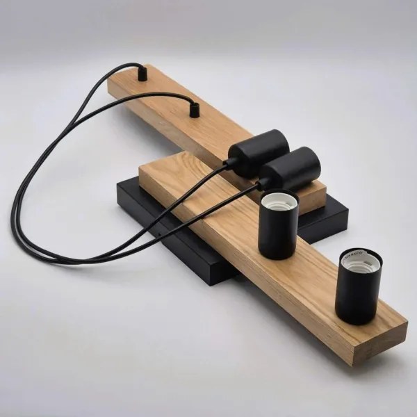 Luster na lanku CORTINA 4xE27/15W/230V čierna/dub