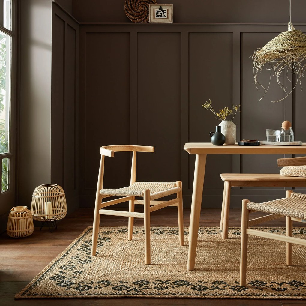 Flair Rugs, Kusový koberec Printed Jute Maisie Natural/Black, 200x290, béžová, chodba / predsieň