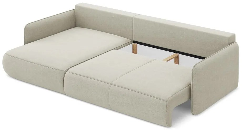 Krémovobiela rozkladacia/s úložným priestorom rohová pohovka (ľavý roh) Nanea – Makamii