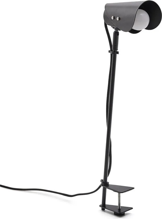 Čierna kovová stolová lampa s klipom (výška 51 cm) Jula – Kave Home