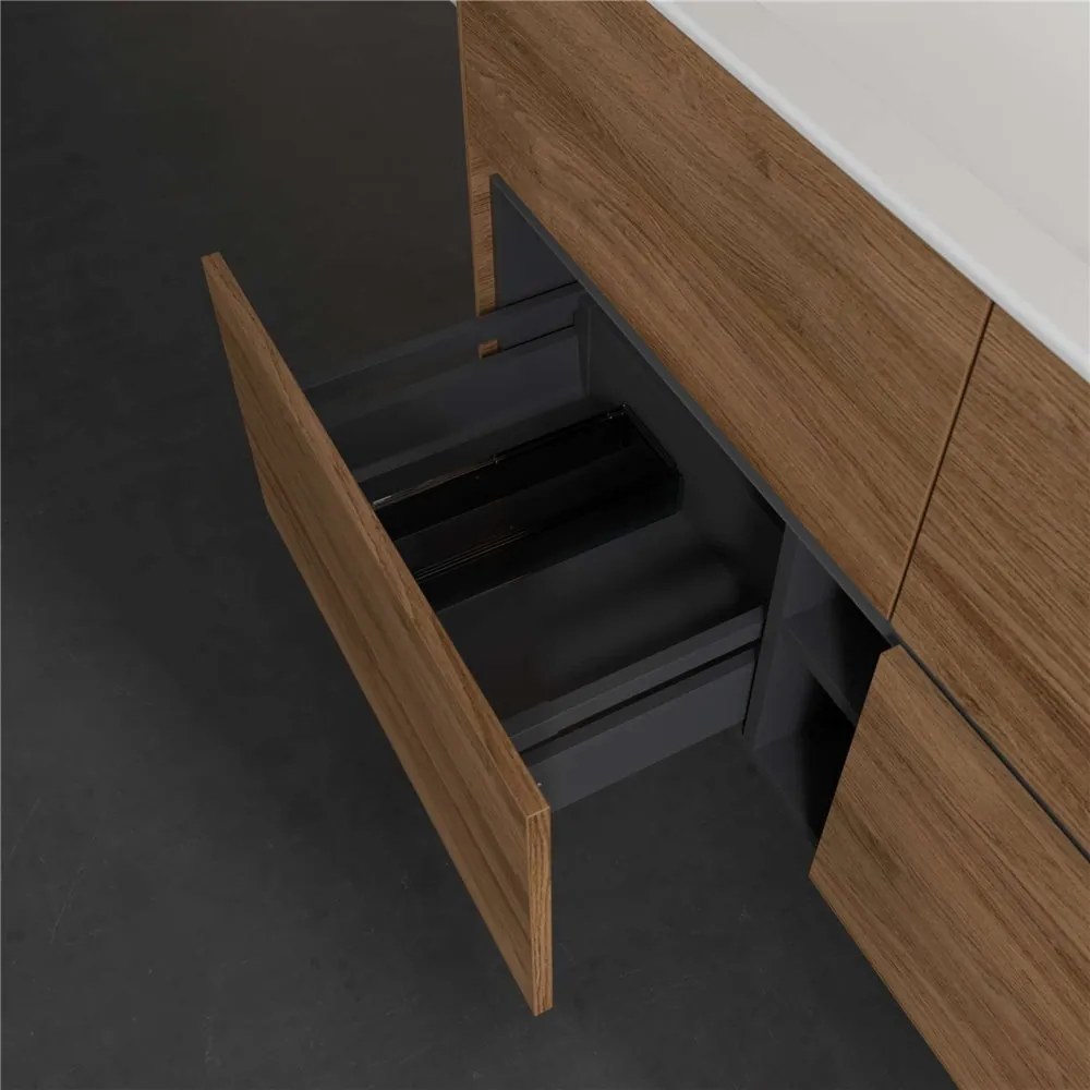 VILLEROY &amp; BOCH Collaro závesná skrinka pod umývadlo, 4 zásuvky, s LED osvetlením, 1196 x 498 x 603 mm, Oak Kansas, C140B0RH