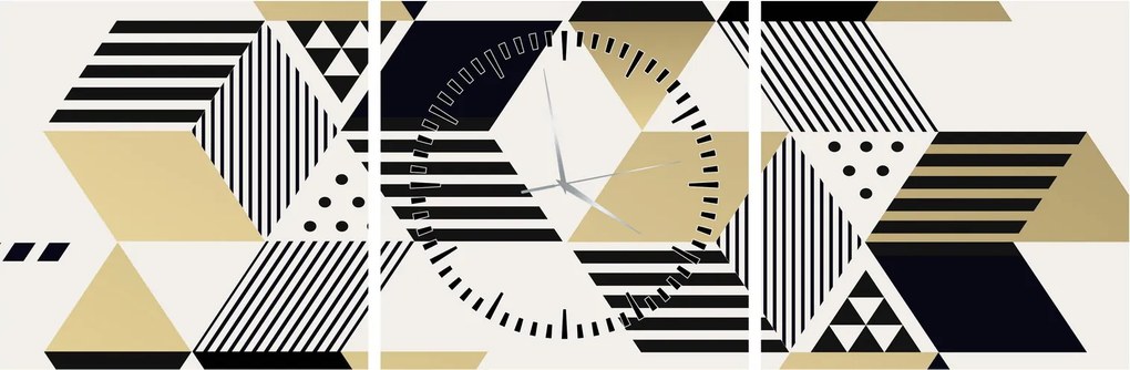 Obraz - Geometrické tvary N⁰1 (s hodinami) (90x30 cm)