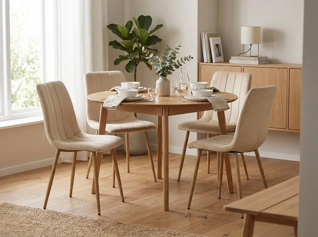 Krémová zamatová stolička LAVA MASLO KRÉMOVÁ