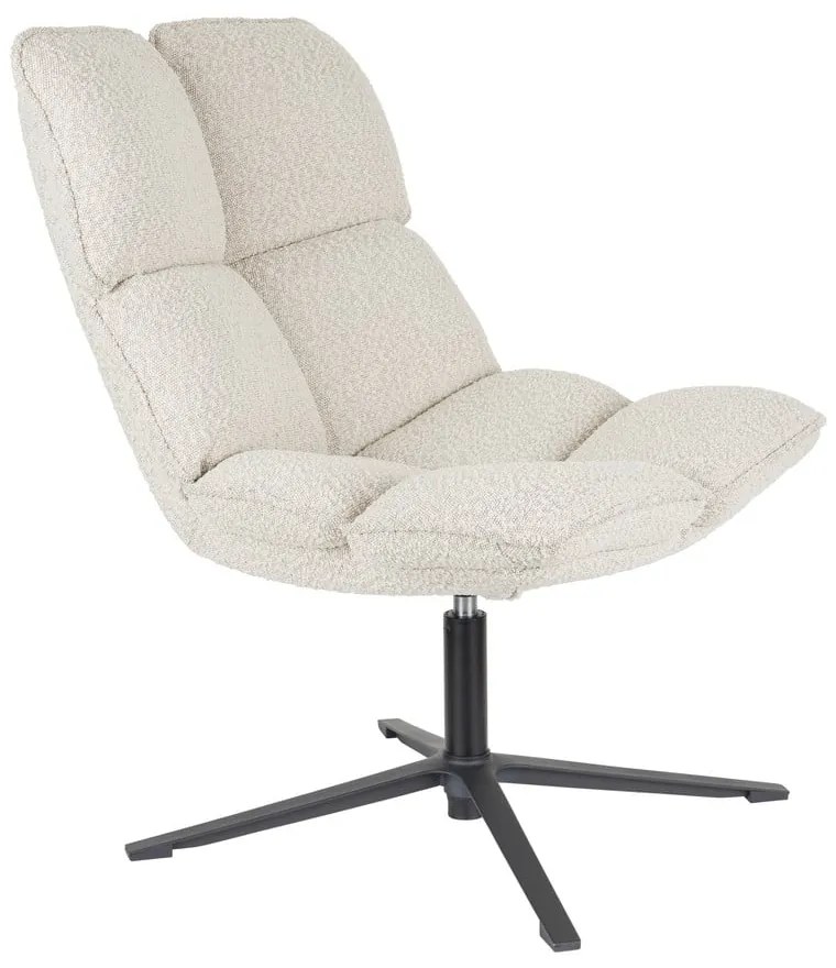 Krémové otočné kreslo z textílie buklé Bros – White Label