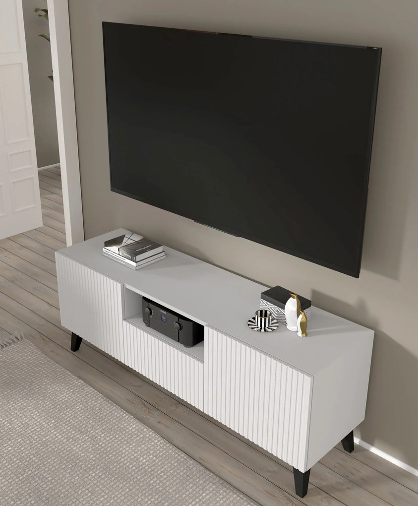TV skrinka/stolík HG 150 2D1S Rowanna (biela + čierna). Akcia -20%. Vlastná spoľahlivá doprava až k Vám domov. 1125107