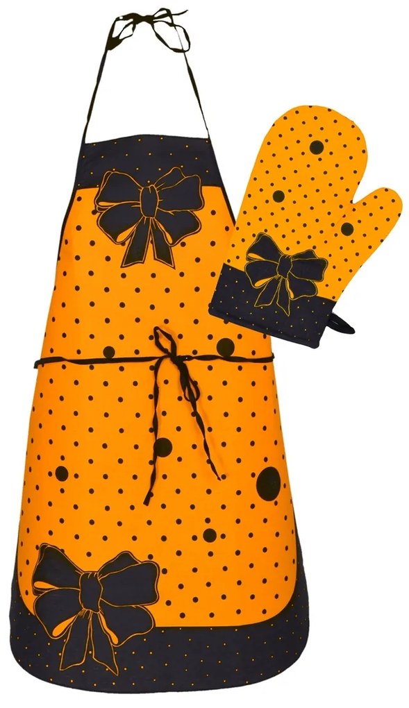 Zástera a chňapka - Madam -set - Oranžový