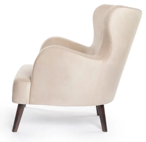 Béžové zamatové kreslo ušiak Noemye – Bonami Selection