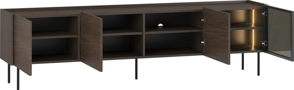 TV skrinka Dunari 220 cm na kovových nohách - dub dunin