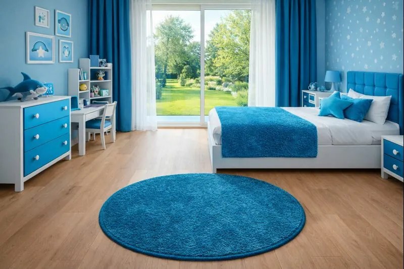 Vopi, Kusový koberec Eton Exklusive Türkis kruh, 400x400 (priemer) kruh, modrá, obývacia izba