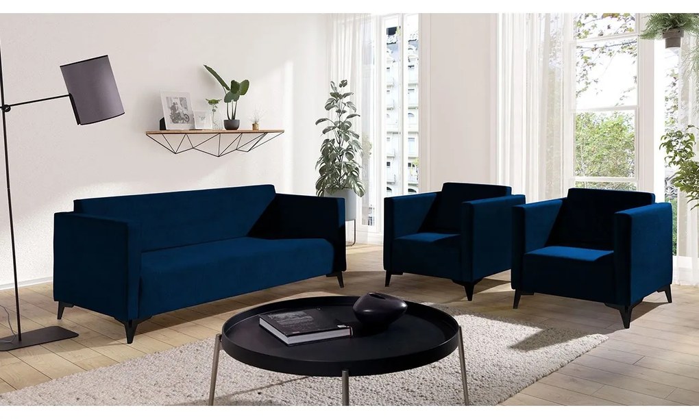 Sedacia súprava Denim 3+1+1, Dostupné poťahy: Solo 251, Farby nožičiek: biely lesk