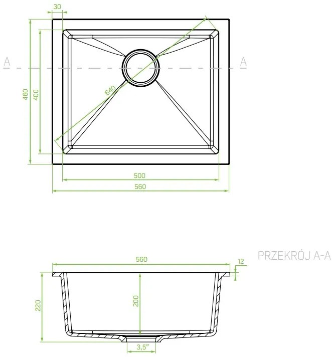 Laveo Ibiza, 1-komorový granitový drez 560x460x220 mm, béžová, LAV-SBI_410U