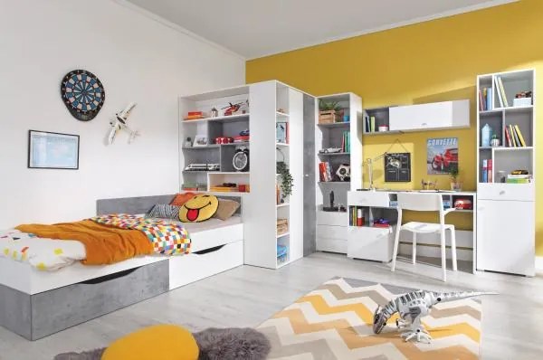 Šatňová šatníková skriňa Sigma 1, biela mat / betón