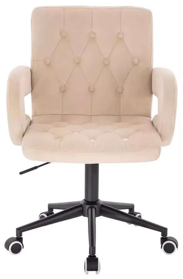 LuxuryForm DESIGN Stolička BOSTON VELUR na čiernej podstave s kolieskami - krémová