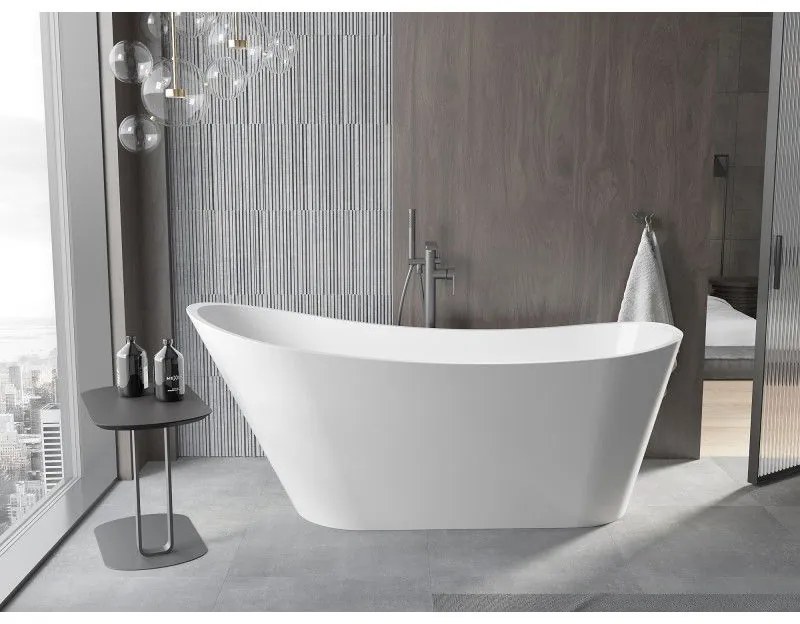 Mexen Alta, voľne stojaca vaňa 170 x 75 cm, biela, grafitový matný brúsený prepad, 52141707500-66