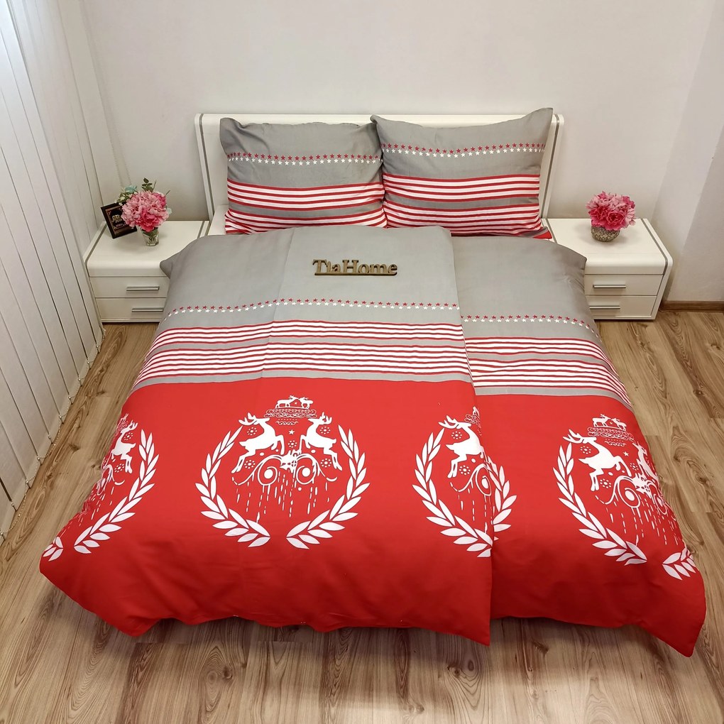 Obliečky flanelové Sobia idylka TiaHome - 1x Vankúš 90x70cm, 1x Paplón 140x200cm