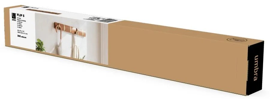 Hnedý nástenný vešiak z topoľového dreva Flip – Umbra
