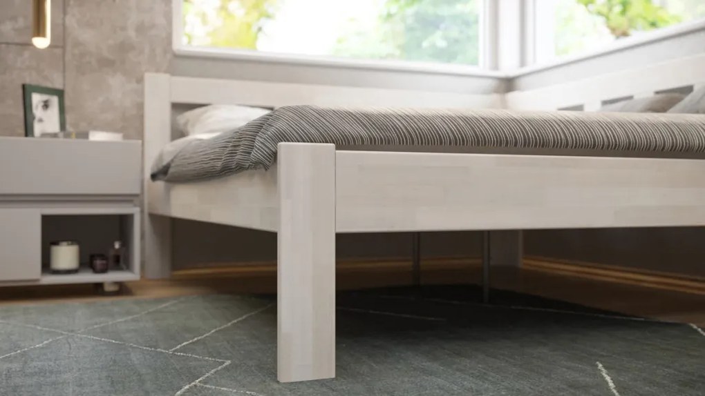 Rohová posteľ so zástenou vpravo Tema P 180x200 cm, bielený buk