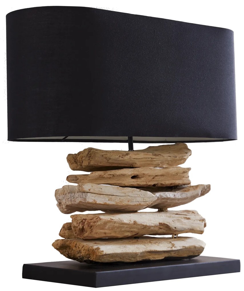 Stolná lampa z naplaveného dreva Riverine II čierna