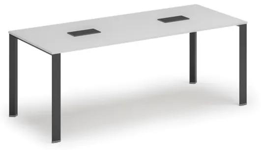 Stôl INFINITY 2000 x 900 x 750, biela + 2x stolná zásuvka TYP II, čierna