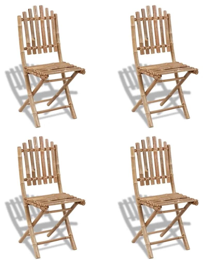 vidaXL Skladacie vonkajšie stoličky bambusové 4 ks
