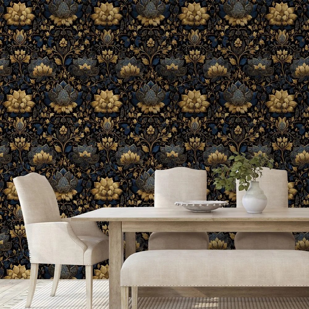 Fototapeta zlaté kvety na tmavom pozadí