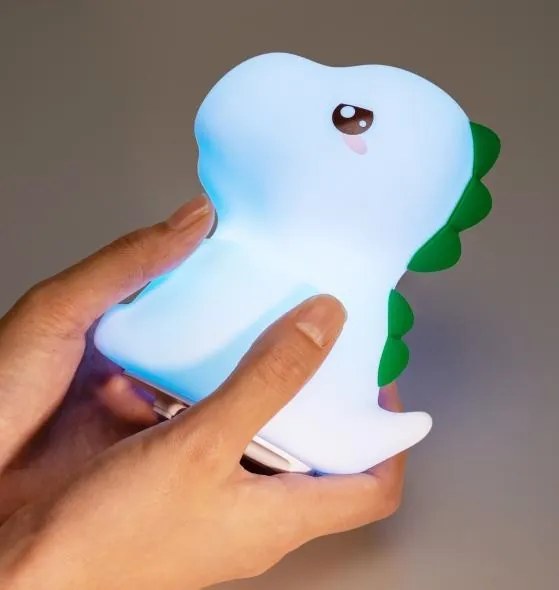 Detská stolná LED lampa Dino biela