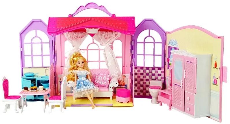 LEAN TOYS Skladací domček pre bábiky s príslušenstvom