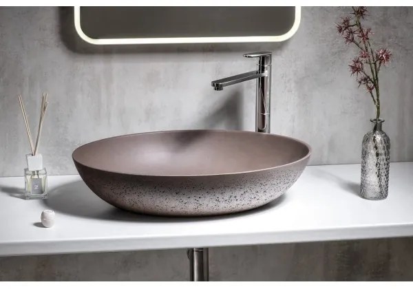 Sapho - Umivalnik na pult FORMIGO 60x40 cm beton/rjava