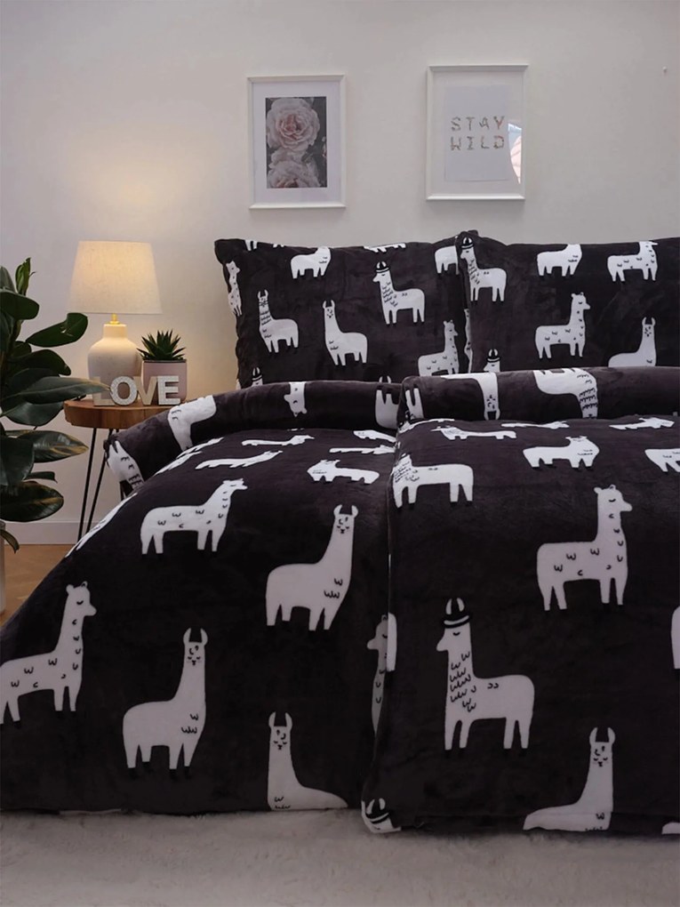 Predĺžené obliečky mikroplyš Exclusive – Lama sivé