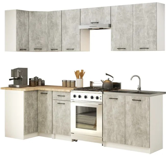 Rohová horná kuchynská skrinka OLIWIA W60/60 V 720 biela / betón