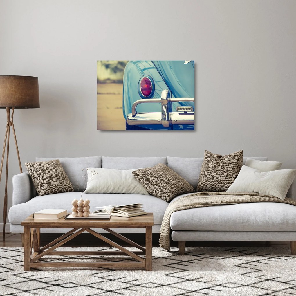 Sklenený obraz tyrkysového veterána (70x50 cm)