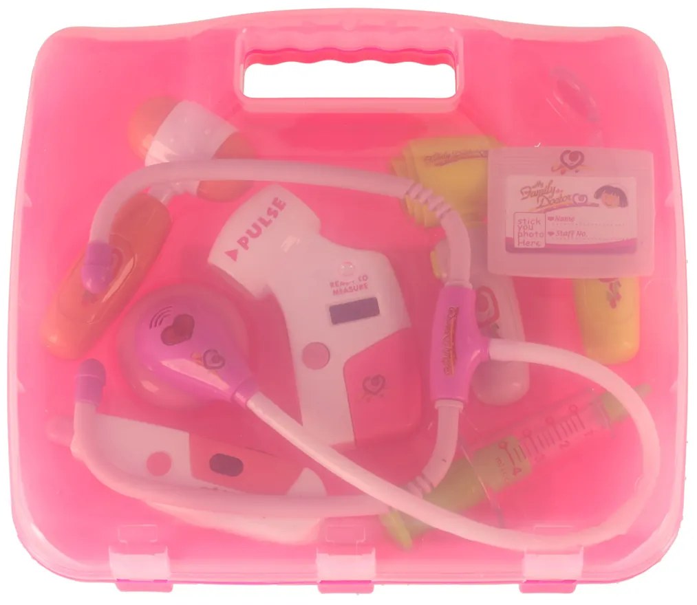 KIK Detský lekársky set v kufríku DOCTOR – hračka pre deti so svetlami a zvukmi, ružový