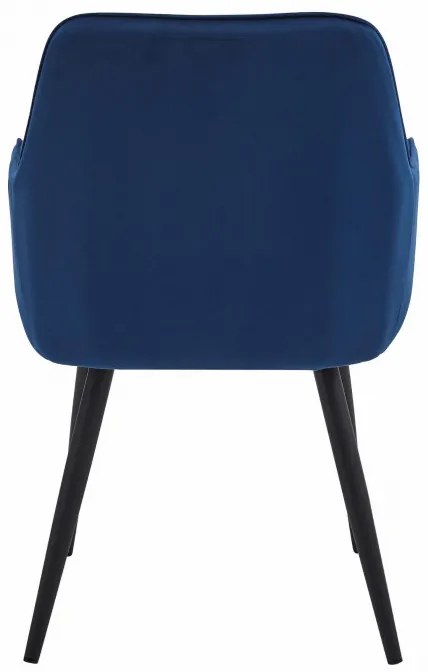 Set dvoch jedálenských stoličiek NANA zamatové, tmavomodré (čierne nohy) 2 ks