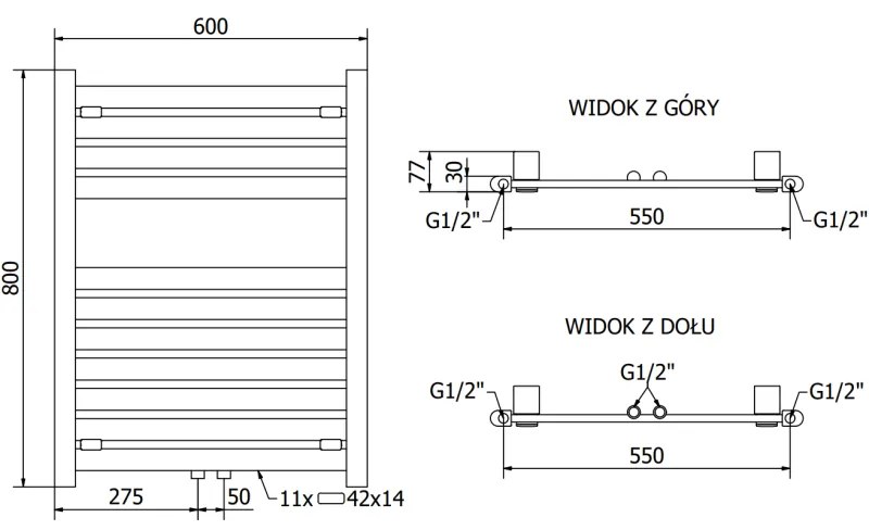 Mexen Uran vykurovacie teleso 800 x 600 mm, 420 W, biela, W105-0800-600-00-20