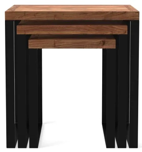 furniture-nabytek.cz - Sada 3 masívnych konferenčných stolíkov Sydney z akácie, lakovaných, hnedých