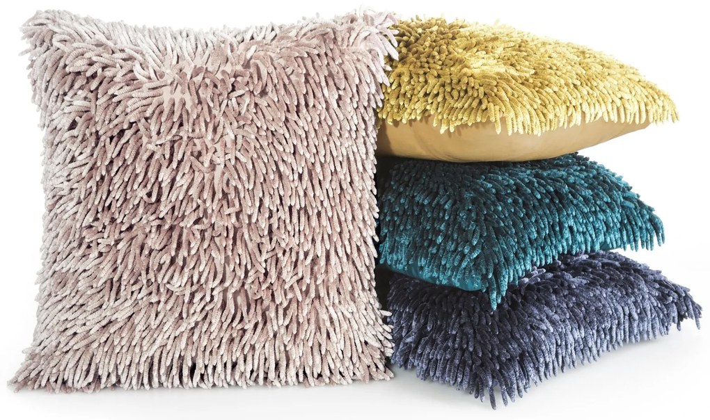 CHLPATÁ DEKORAČNÁ OBLIEČKA NA VANKÚŠ SHAGGY1 40X40 CM TMAVOBORDOVÁ