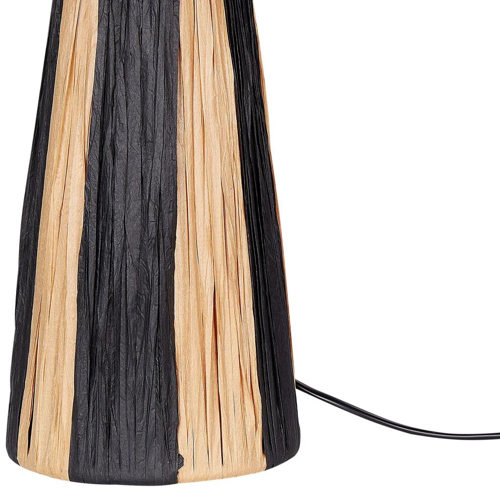 Stolná lampa z rafie prírodná a čierna WELMEL Beliani
