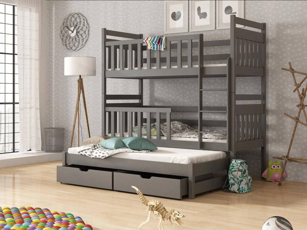 Detská posteľ 90 x 200 cm KRISTY (s roštom a úl. priestorom) (grafit). Vlastná spoľahlivá doprava až k Vám domov. 1013310