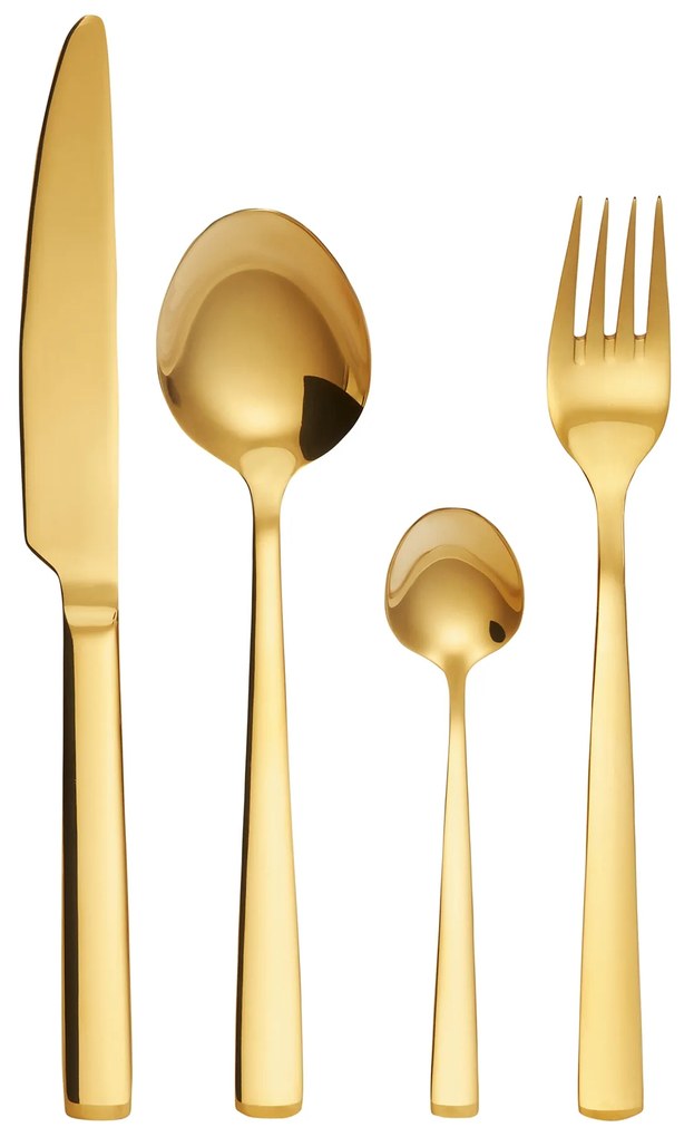 Elegantná sada príborov Prato Gold – 24-dielna zlatá nerezová súprava