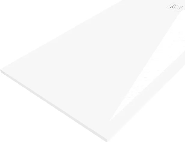 Mexen Stone+, obdĺžniková vanička z minerálneho kompozitu 160 x 80 cm, biela, biela krytka, 44108016-W