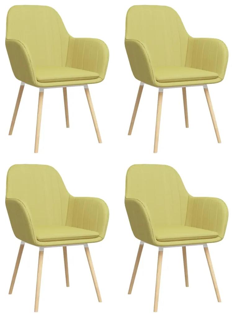 vidaXL Jedálenské stoličky s opierkami 4 ks, zelené, látka