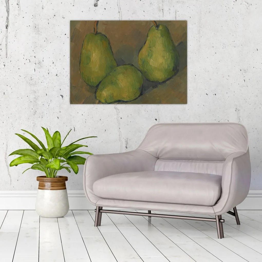 Sklenený obraz - Paul Cézanne, Three Pears, reprodukcia (70x50 cm)