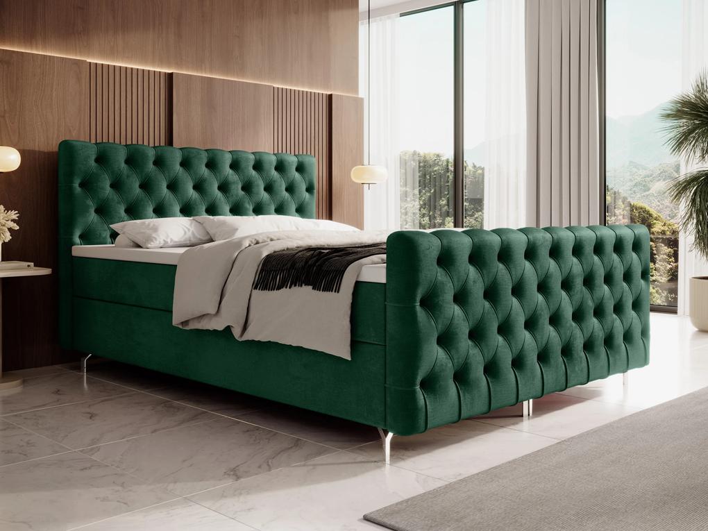 Manželská posteľ 140 cm Clinton Bonell (smaragdová) (s roštom, s úl. priestorom). Vlastná spoľahlivá doprava až k Vám domov. 1082163