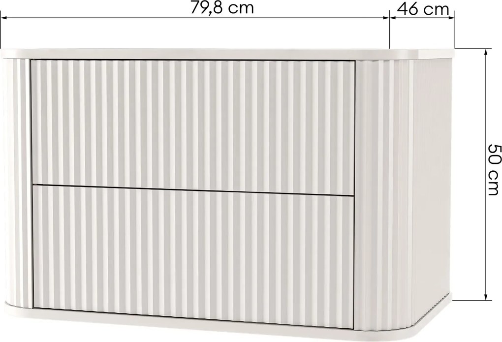 Závěsná skříňka pod umyvadlo Nuvia s deskou 80 cm kašmírová