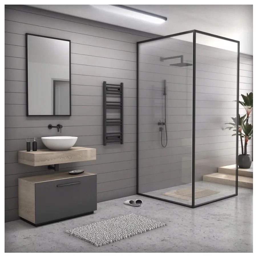 Erga Puerto, vykurovacie teleso 1400x500 mm, 590W, čierna matná, ERG-LAV-GRZE-BK-50140