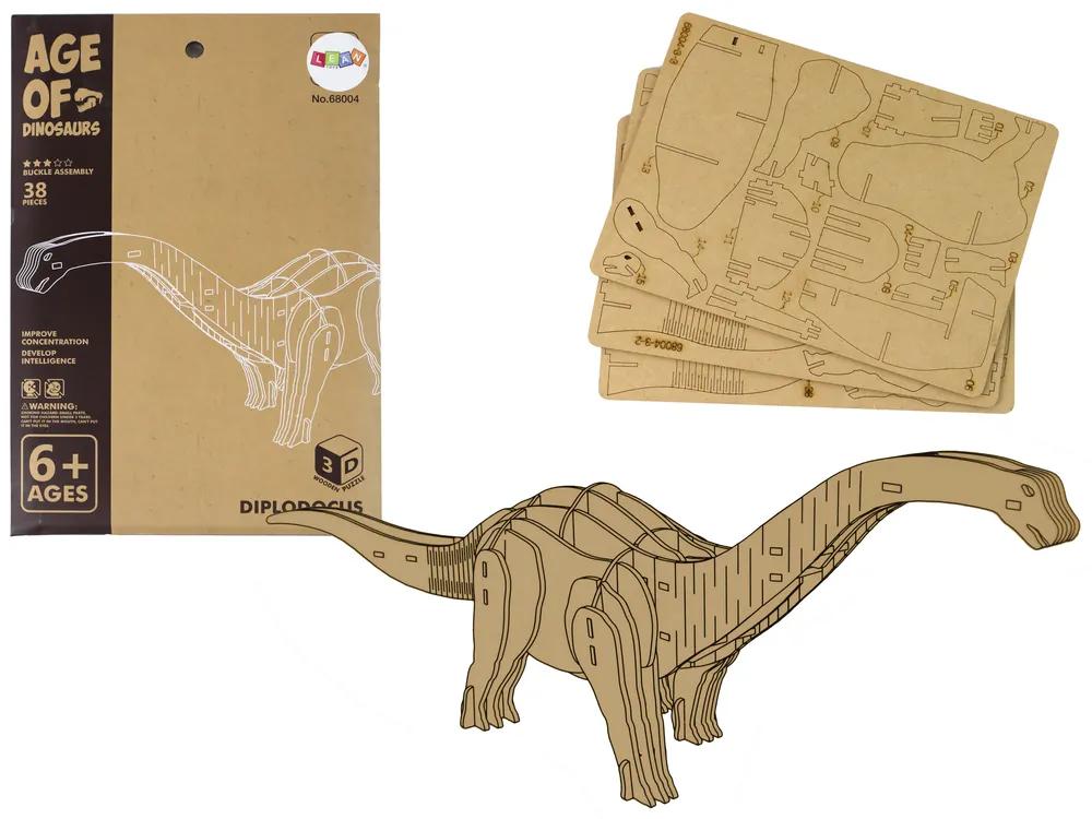 Lean Drevené 3D puzzle - Brontosaurus 38 prvkov