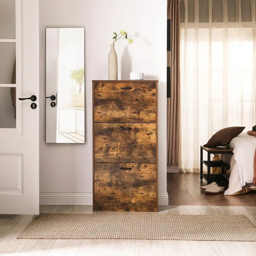 Skrinka na topánky VASAGLE s 3 dvierkami LBC030X01