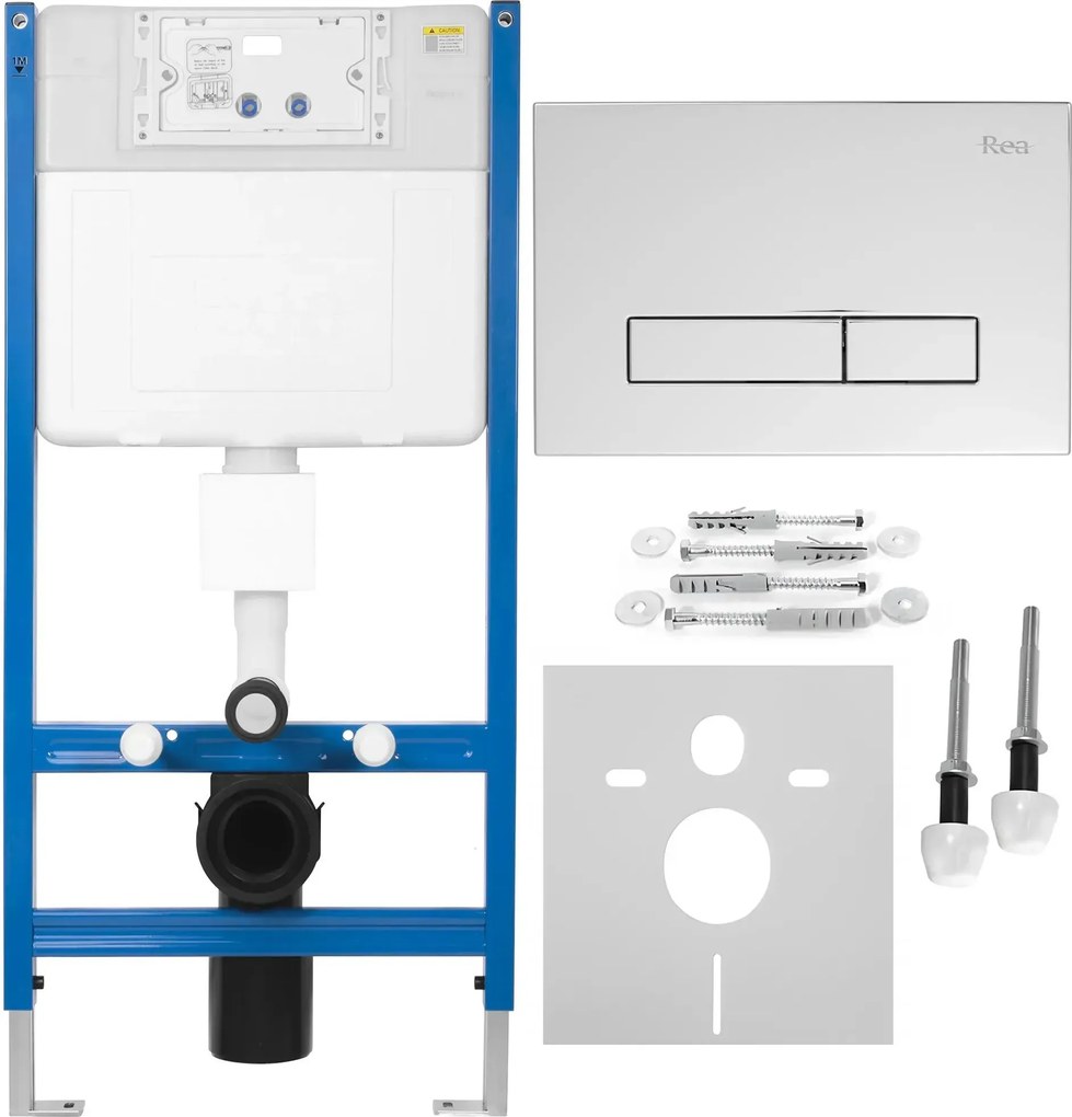 Rea Rea, podomietkový WC systém K011A-Q + chrómové splachovacie tlačidlo typ HD, KPL-E9561