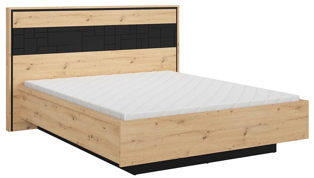Manželská posteľ 160 cm BRW Pont LOZ/160 (s roštom) (dub artisan + čierna matná). Akcia -18%. Vlastná spoľahlivá doprava až k Vám domov. 1063045
